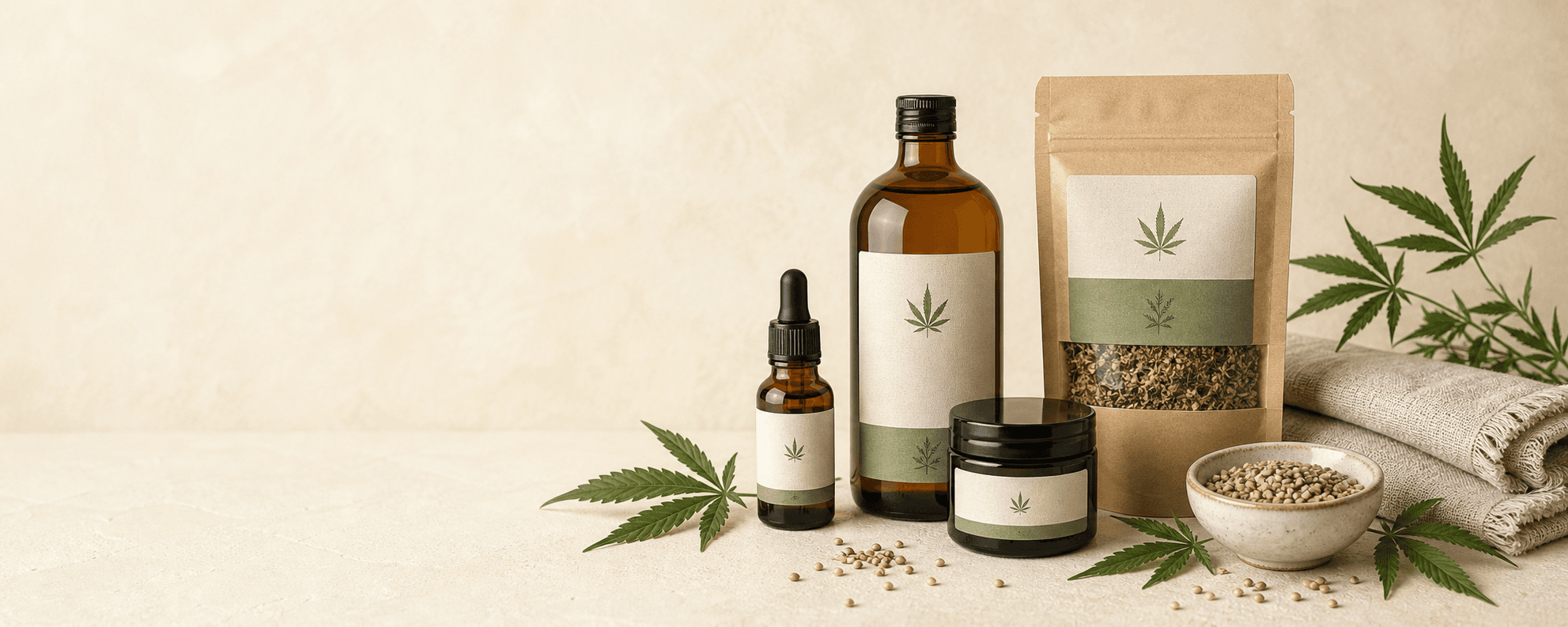 Hanföl, Tee, Pflegebalsam und Hanfsamen
